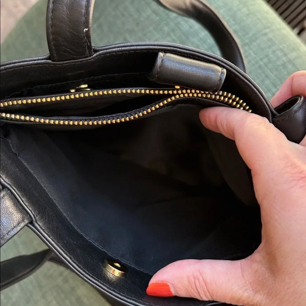 RALPH LAUREN Vintage Leather Black Bucket Shoulder Bag Black w/ Gold Accents NWT - Picture 11 of 12